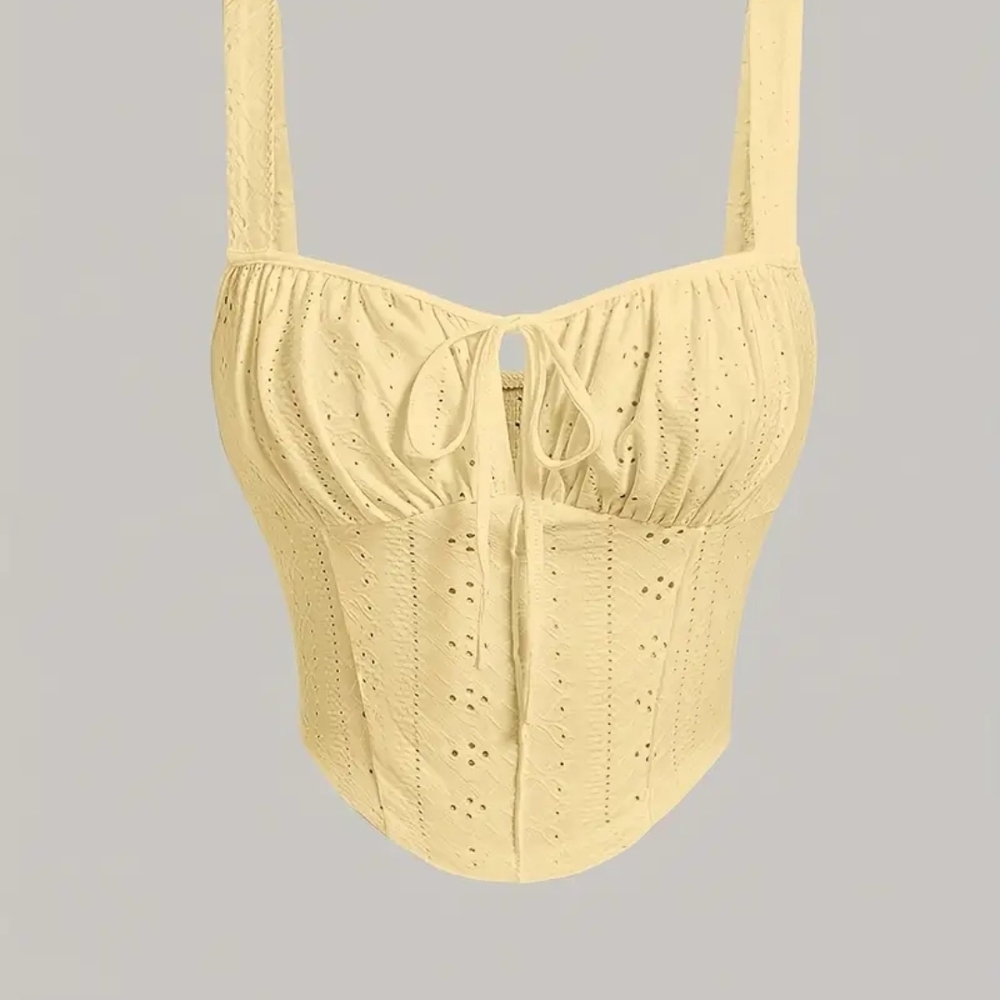 Cream Eyelet Women's Crop Top